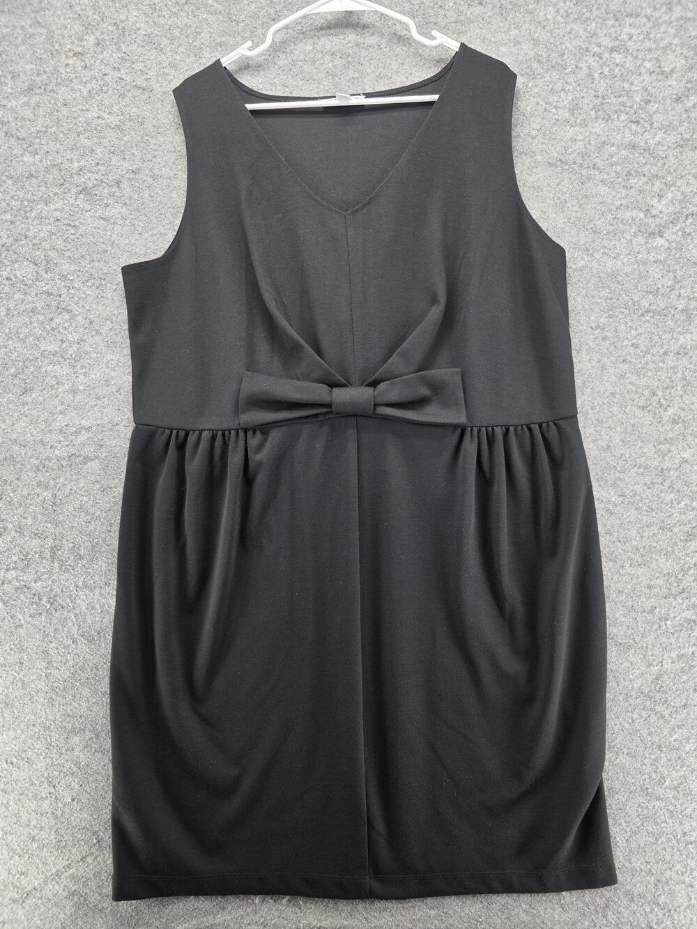 Isaac Mizrahi Live Dress Womens 1X Black Sleeveless Bow Waist Stretch Sheath